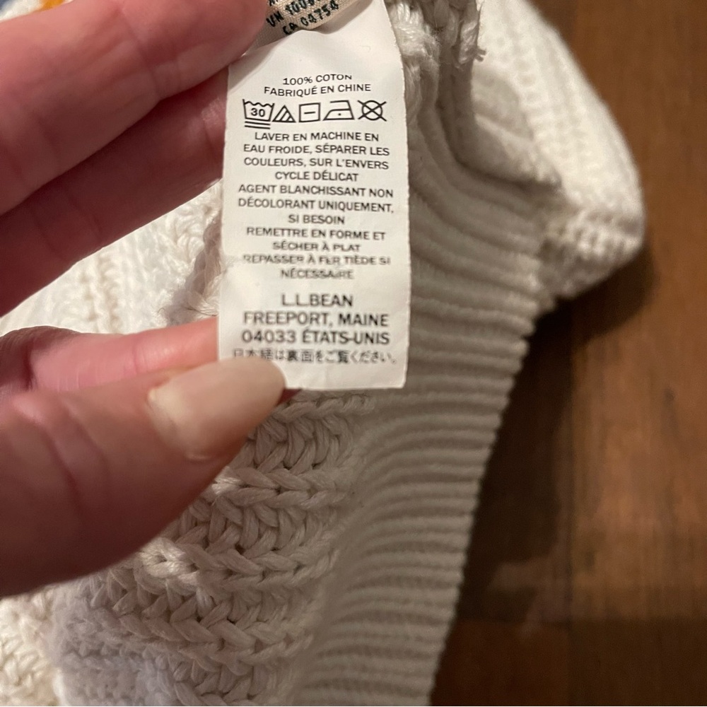 Vintage L.L. Bean Rope Stitch Shaker Mockneck Henley Striped Sweater Size L - Picture 9 of 9